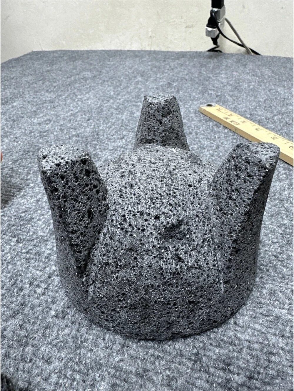 Traditional Gray Three Legged Lava Stone Rock Molcajete Mortar And Pestle Set